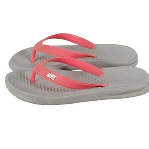 Nike Solay Thong Sandals Womens Grey Pink Flip Flops 9.5" Insole approx Size 6